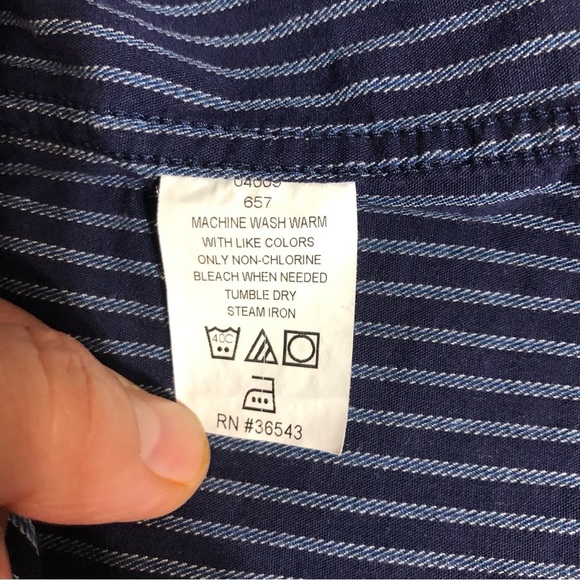 Michael Kors Cotton Blue Stripe Long Sleeve Button Up Dress Shirt 7 1/2 34/35 XL - Picture 12 of 12